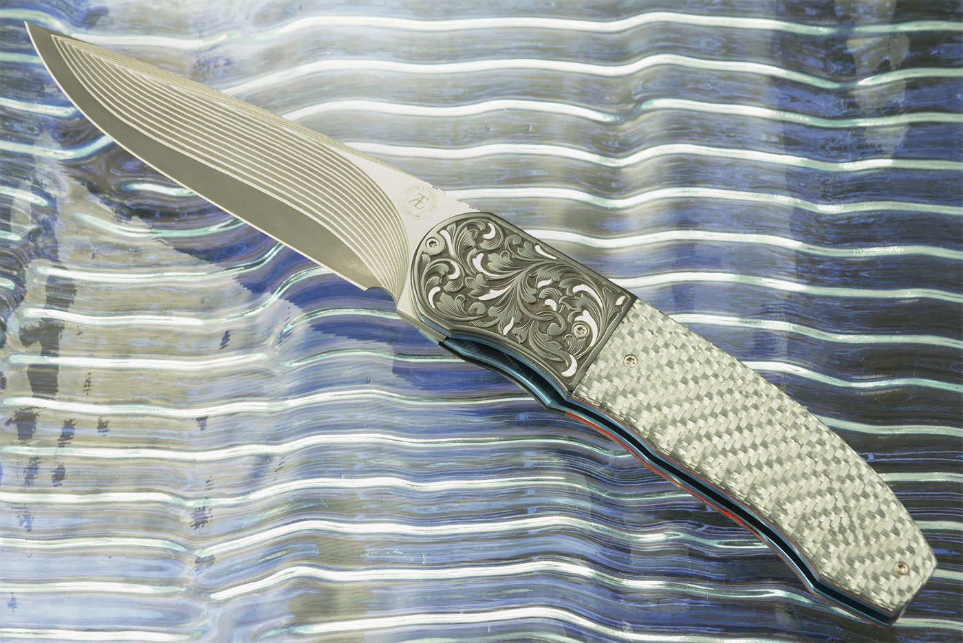 L48 Front Flipper with Silver Twill, Engraved Zirconium, and SG2 San Mai (Ceramic IKBS)