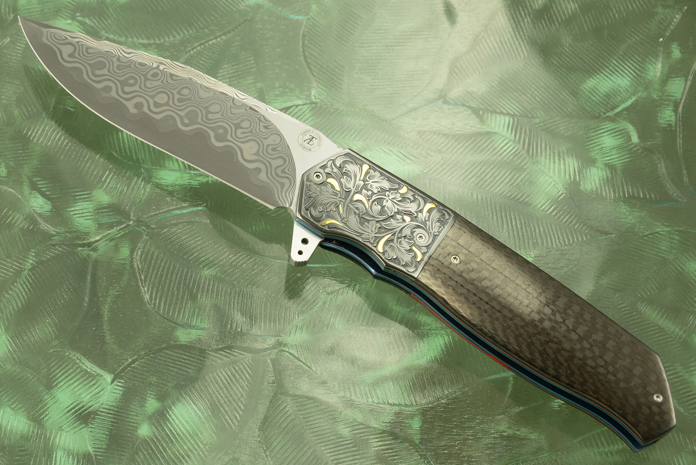 L36M Flipper with Damacore, Engraved Zirconium with Gold Inlay, and Carbon Fiber (Ceramic IKBS)