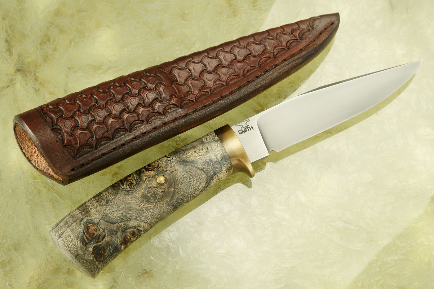 Forged Clip Point Hunter with Sycamore Burl