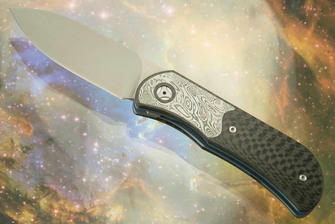 EXK Plus Front Flipper with Carbon Fiber and Damasteel - M390 (Ceramic Pivot)