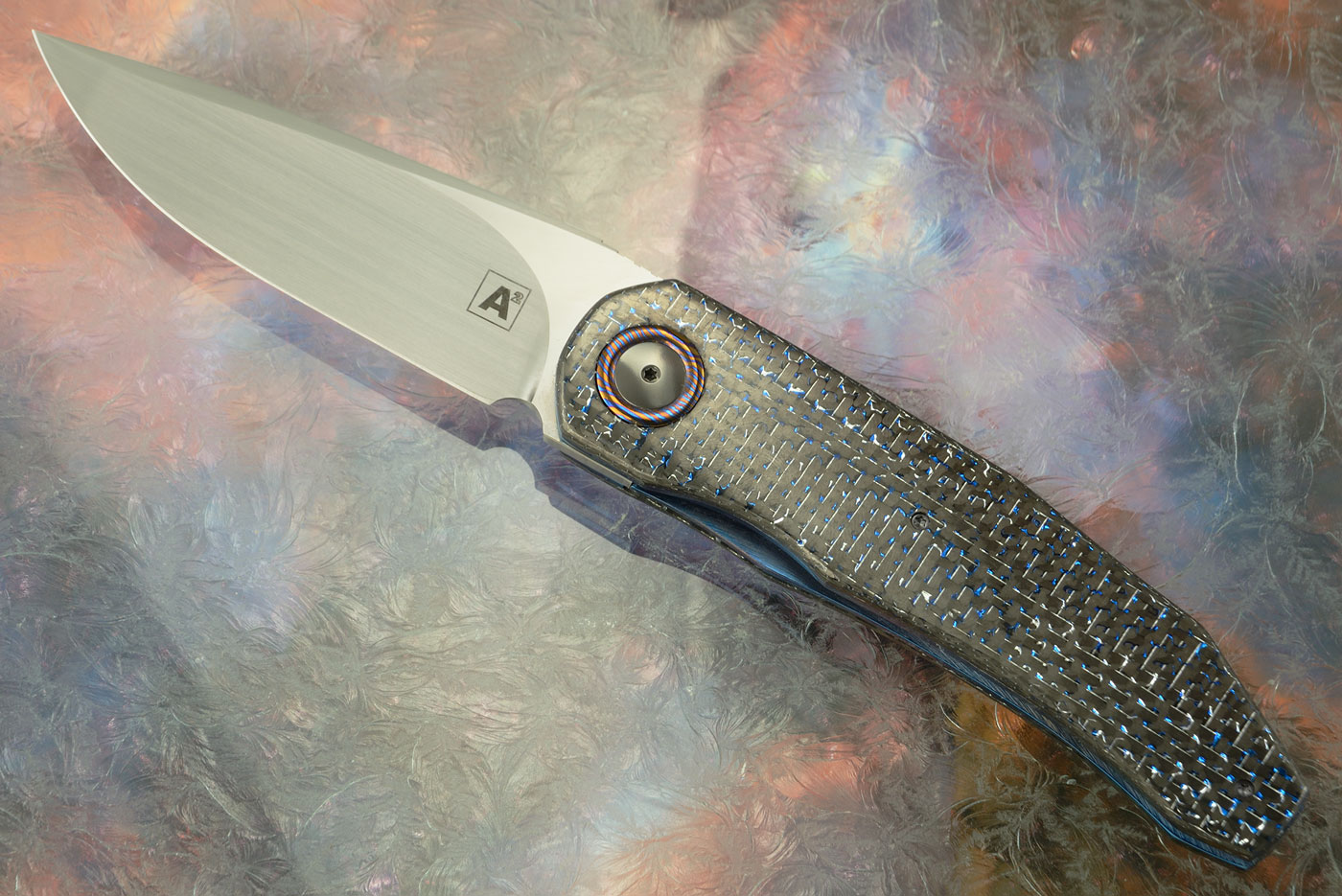 A9 Front Flipper with Nitrobe 77 and Blue/Silver Carbon Fiber (Dual Row Ceramic IKBS)