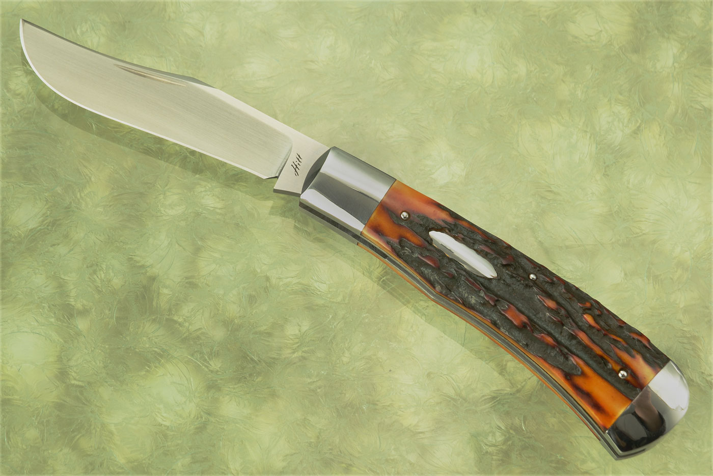 Slipjoint Trapper with Amber Stag