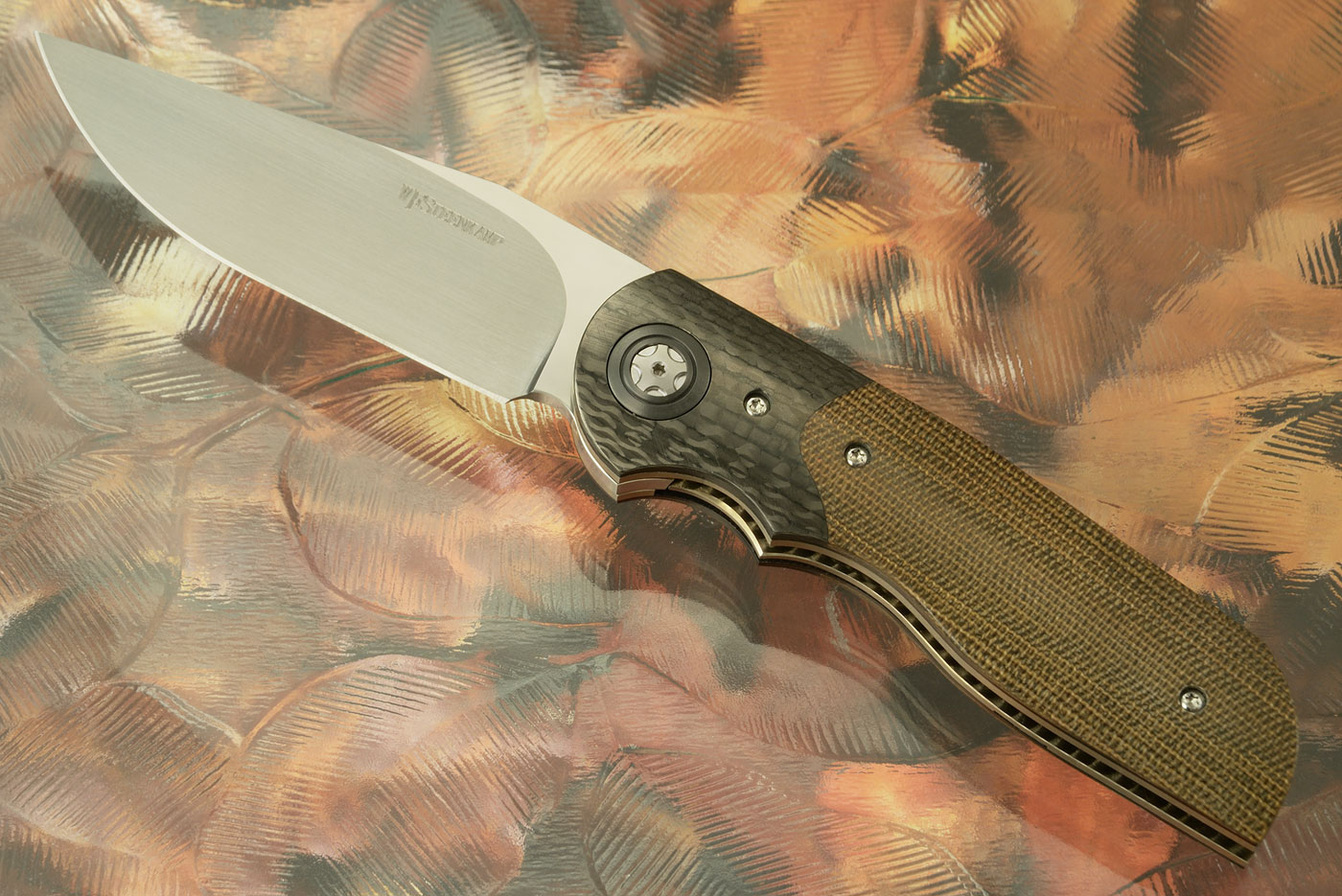 Raider Front Flipper with Green Micarta and Black Carbon Fiber (IKBS)