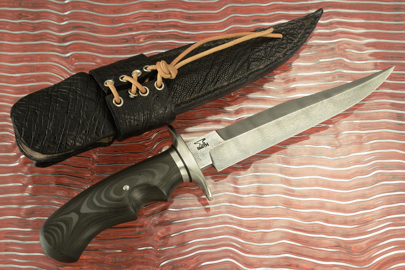 Damascus Fighter with Contoured Linear Carbon Fiber