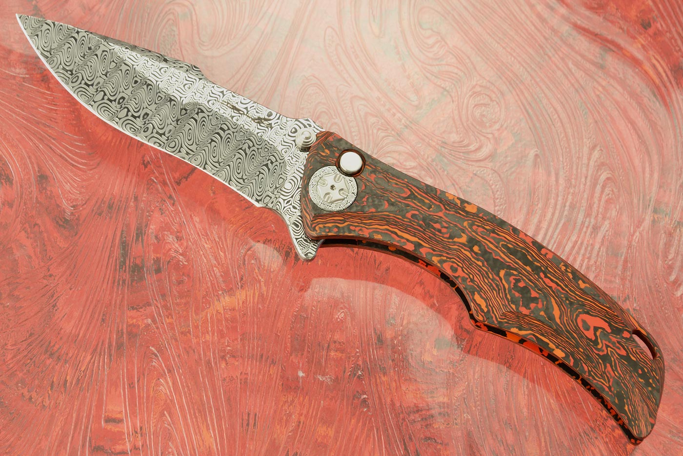 Tighe Down Flipper with Integral LavaFlow FatCarbon and Damasteel