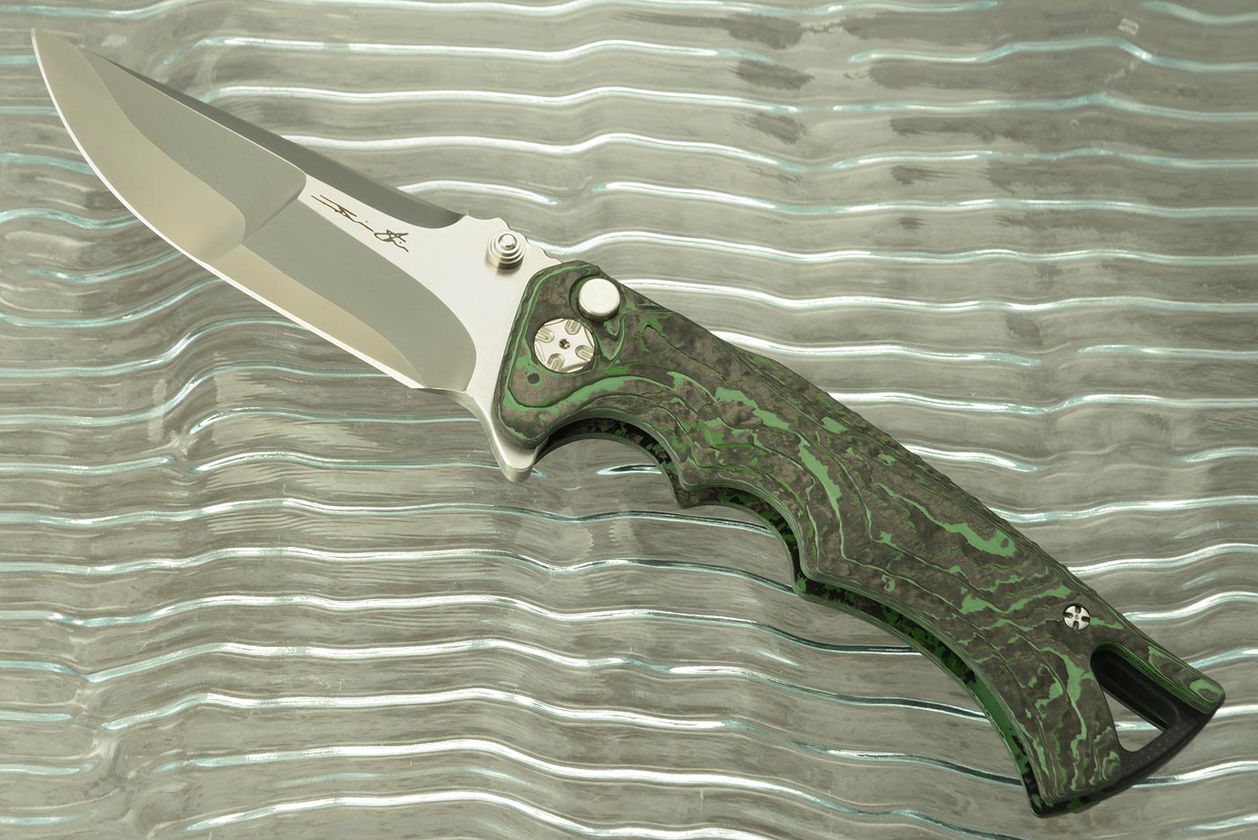 Tighe Figher with Jungle Green FatCarbon and Stainless San Mai
