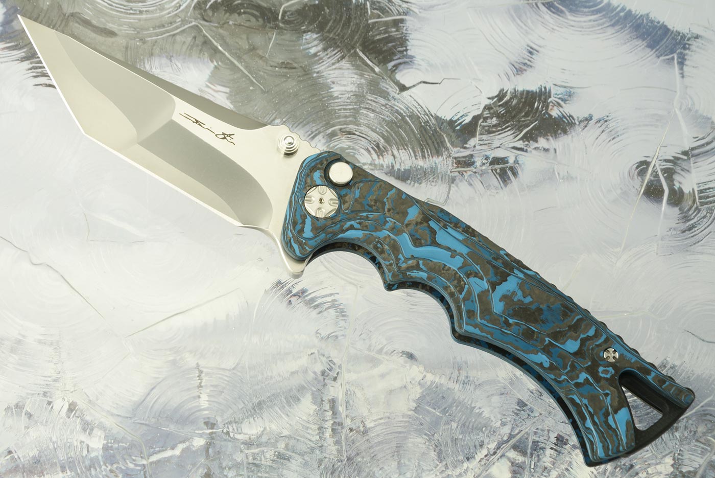 Tighe Figher Tanto with Arctic Storm FatCarbon and Stainless San Mai