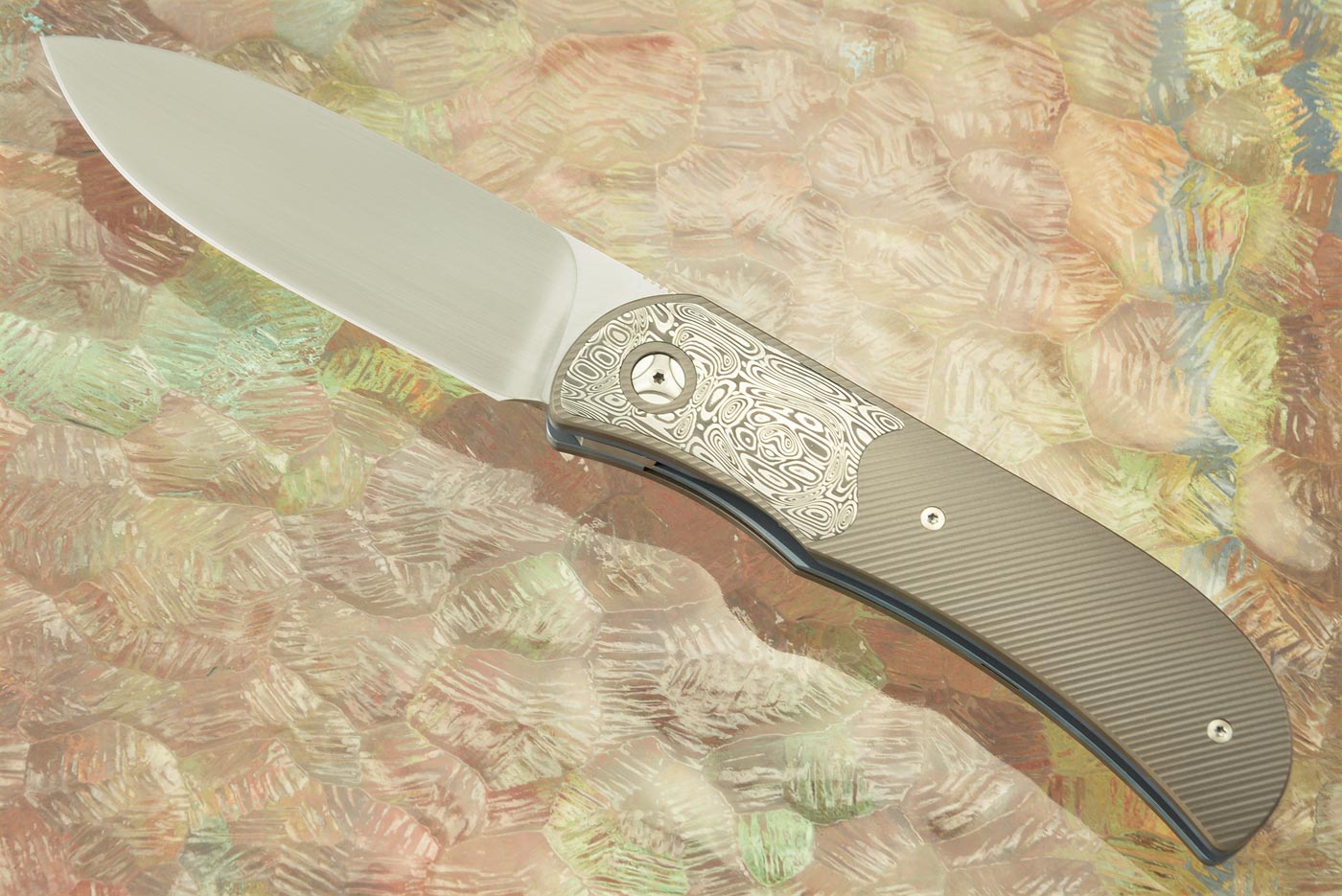 LEXK Plus Front Flipper with Titanium and Damasteel - M390 (Ceramic Pivot)