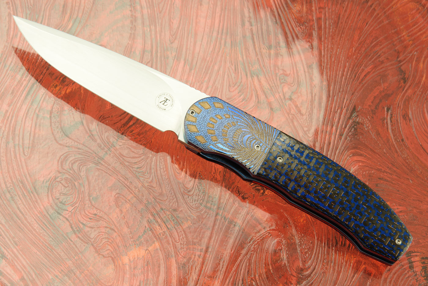 L48 Front Flipper with Blue Lightning Strike Carbon Fiber and Titanium (Ceramic IKBS) - CTS-XHP