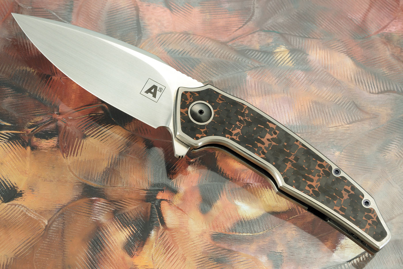 A6 Middi Interframe Framelock Flipper with Copper Snakeskin Carbon Fiber (Ceramic IKBS) - SG2