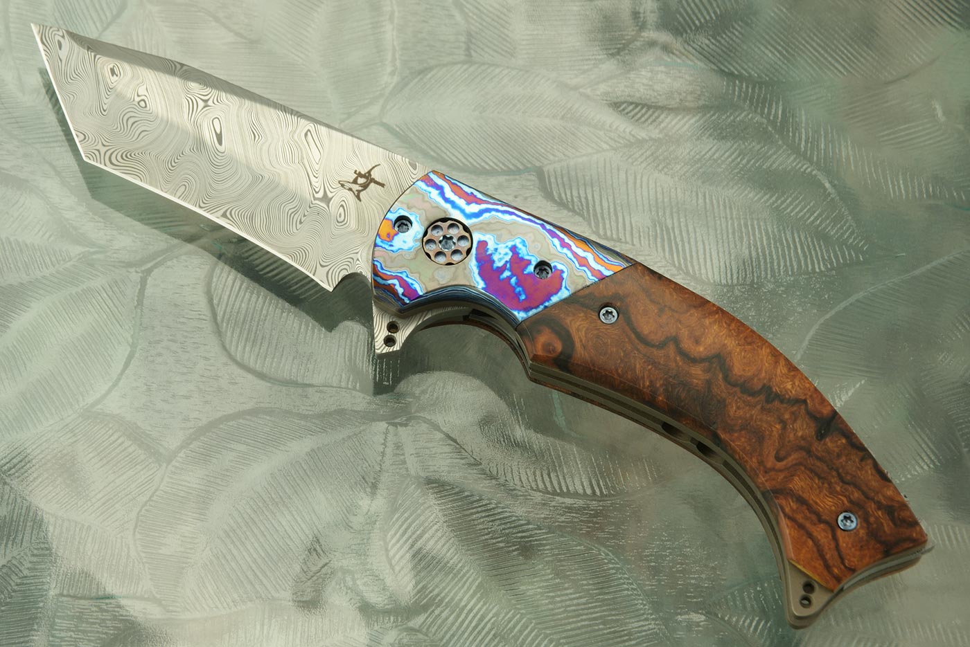 Damascus 370Z Flipper with Ironwood and Timascus