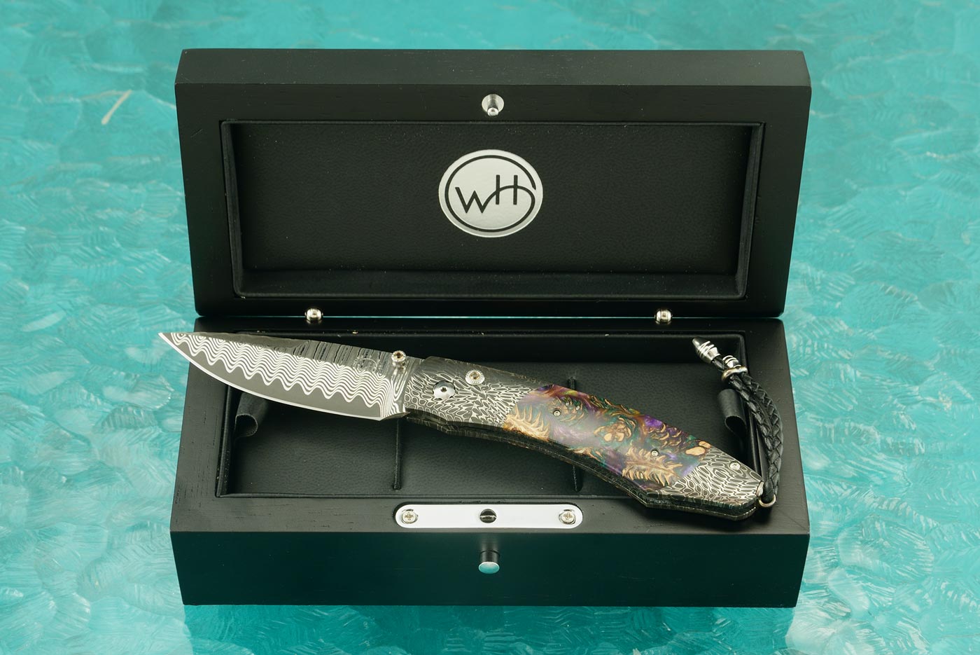 B12 - Big Easy - with Wave San Mai Damascus, Pinecone Resin, and River Rock Damascus