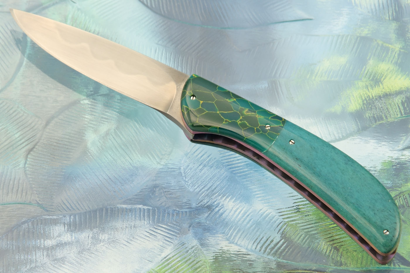 Linerlock Flipper with Giraffe Bone and TruStone - 1095