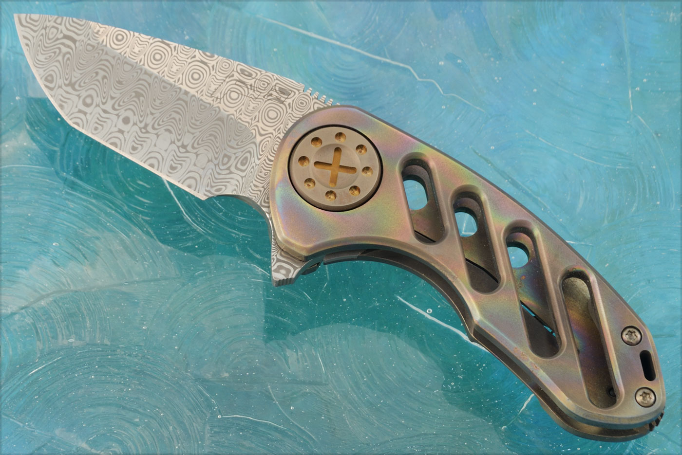 F3 Compact Flipper with Damasteel and Flame Anodized Titanium