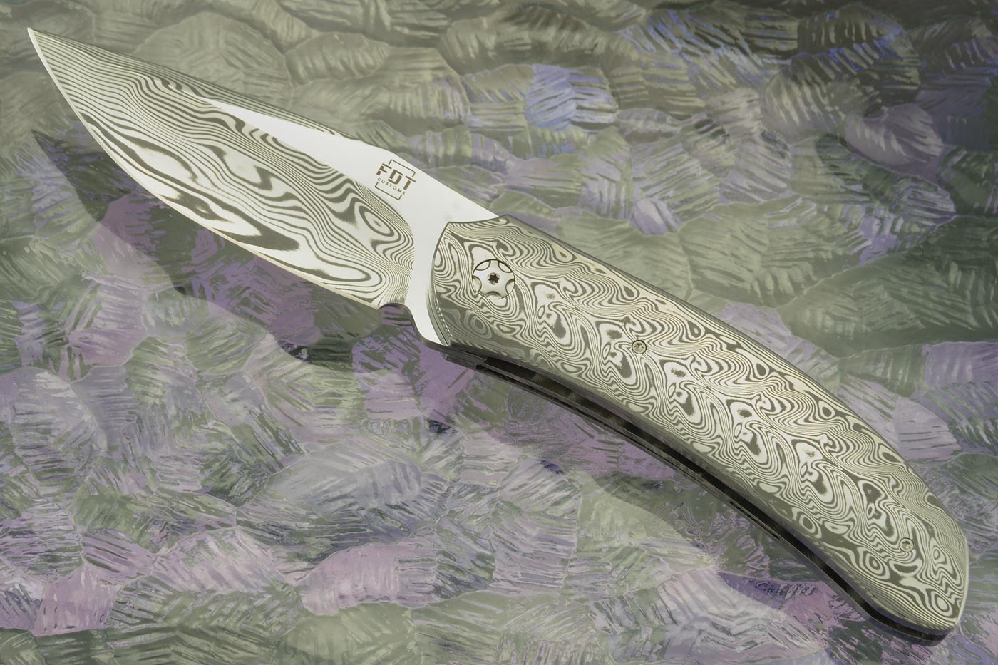 TF-4 Midi Front Flipper -- Full Damasteel (Ceramic IKBS)