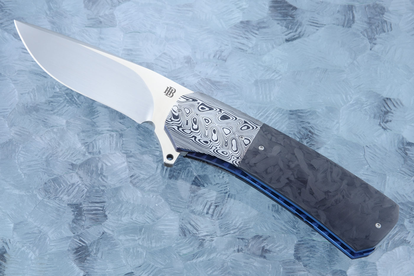 HB15 Flipper with Damasteel and Marble Carbon Fiber (Ceramic IKBS) - M390