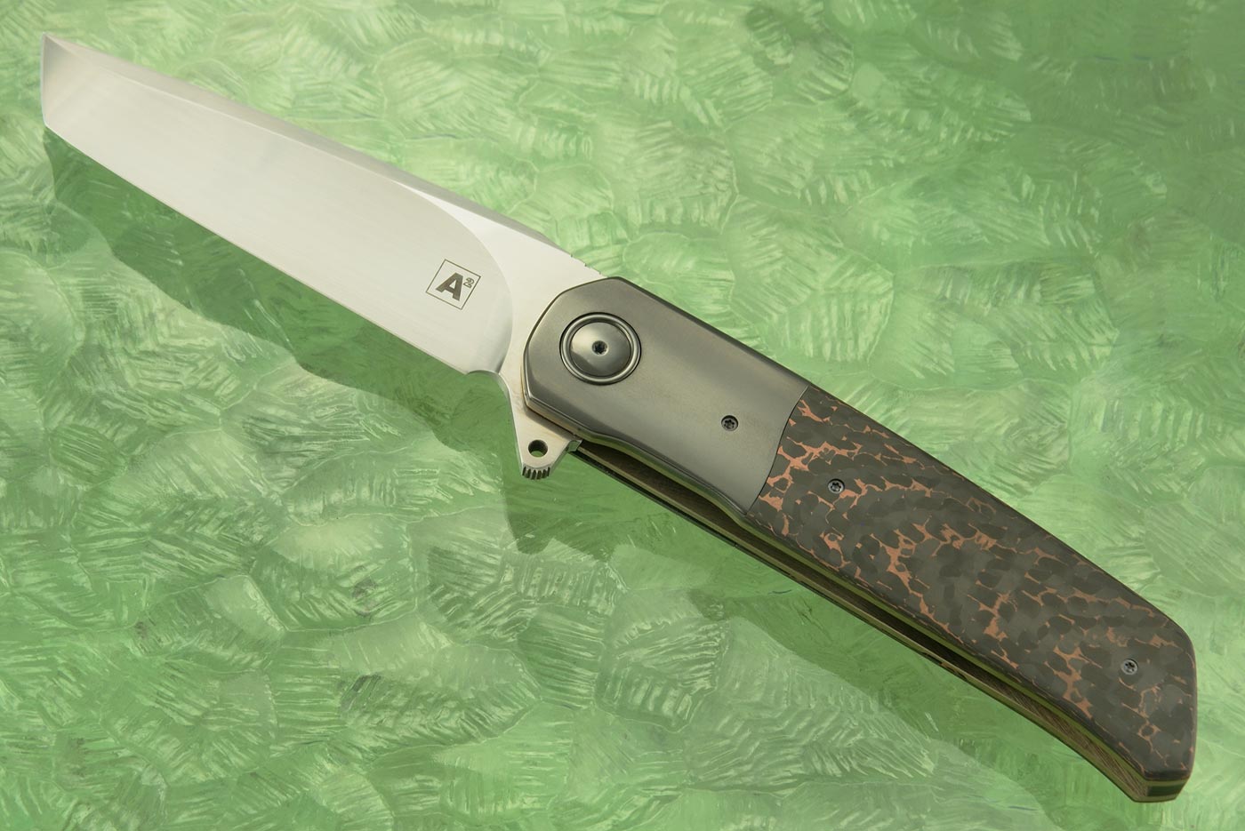 A7 Classic Tanto Flipper with Copper Snakeskin FatCarbon and Zirconium (Ceramic IKBS) - CTS-XHP