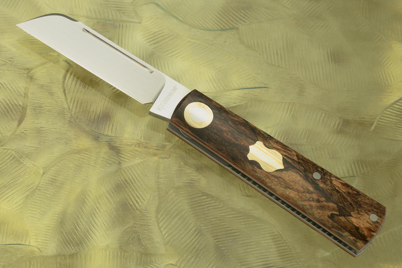 Barlow Slipjoint with Spalted Maple Burl and Mokume