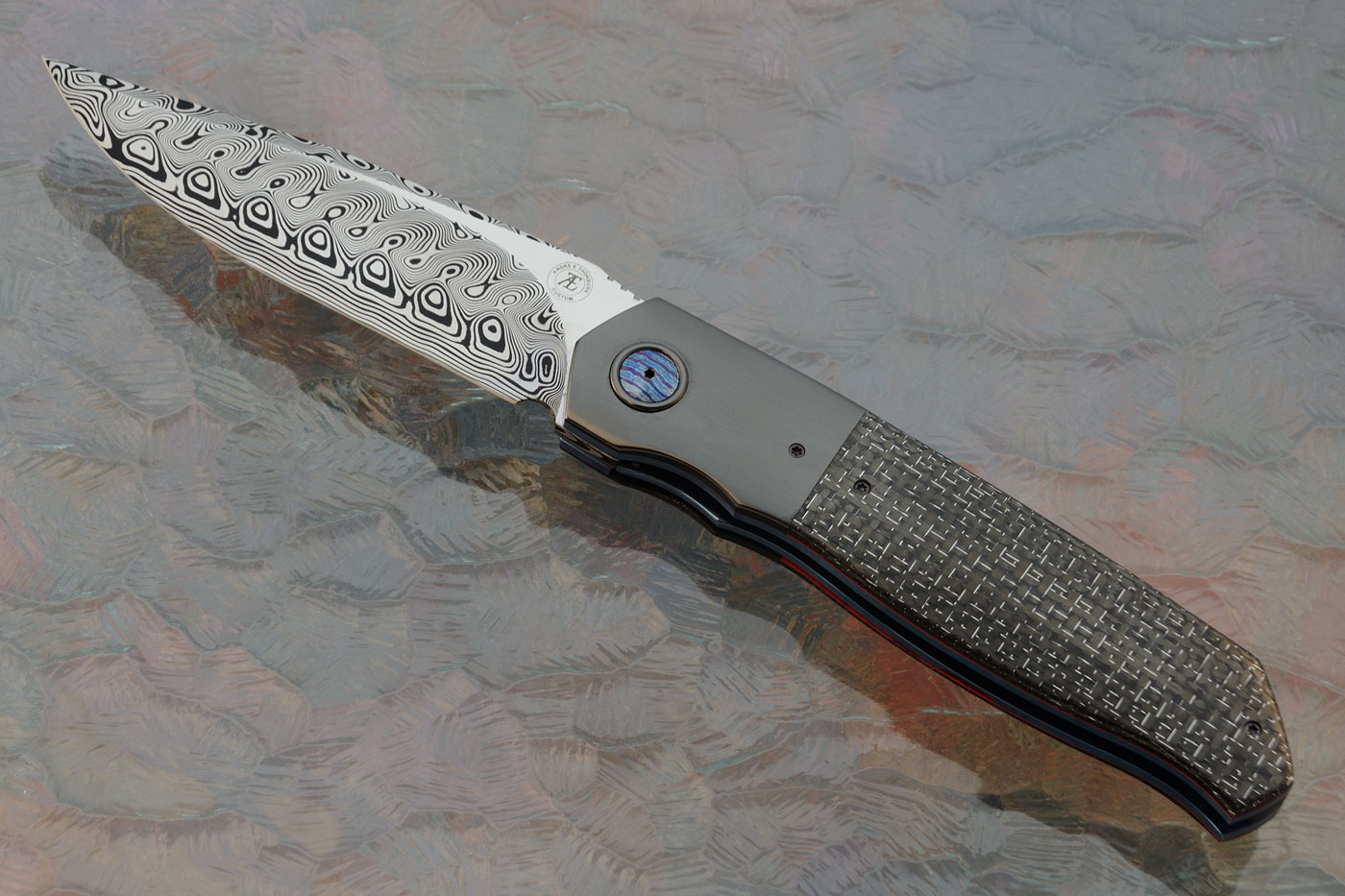 L36M Front Flipper with Silver Strike Carbon Fiber, Timascus, and Zirconium (Ceramic IKBS)