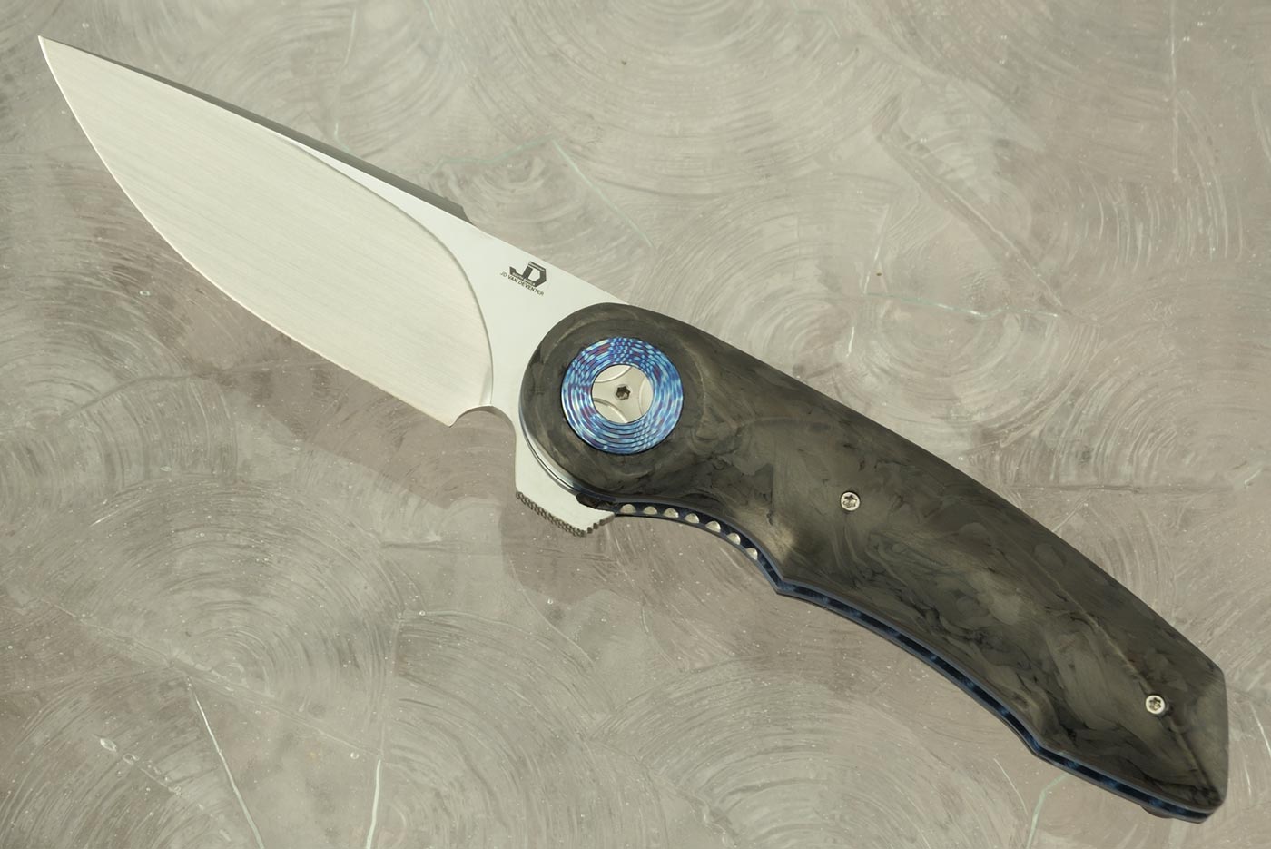 Gold Mini Flipper with Marble Carbon Fiber and Timascus (Ceramic IKBS) - CPM-154