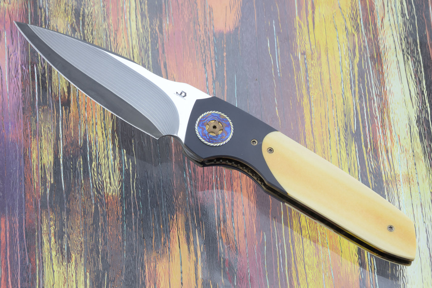 Silver Dress Front Flipper with Westinghouse Micarta and Black Timascus (IKBS)