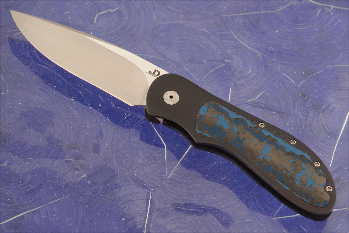 EDC Front Flipper Bolster Lock with Arctic Storm FatCarbon Inlays (IKBS)