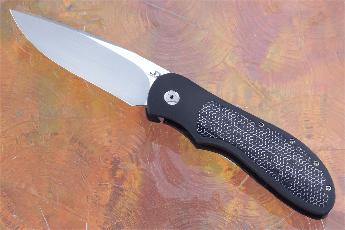 EDC Front Flipper Bolster Lock with Blue C-Tek Inlays (IKBS)