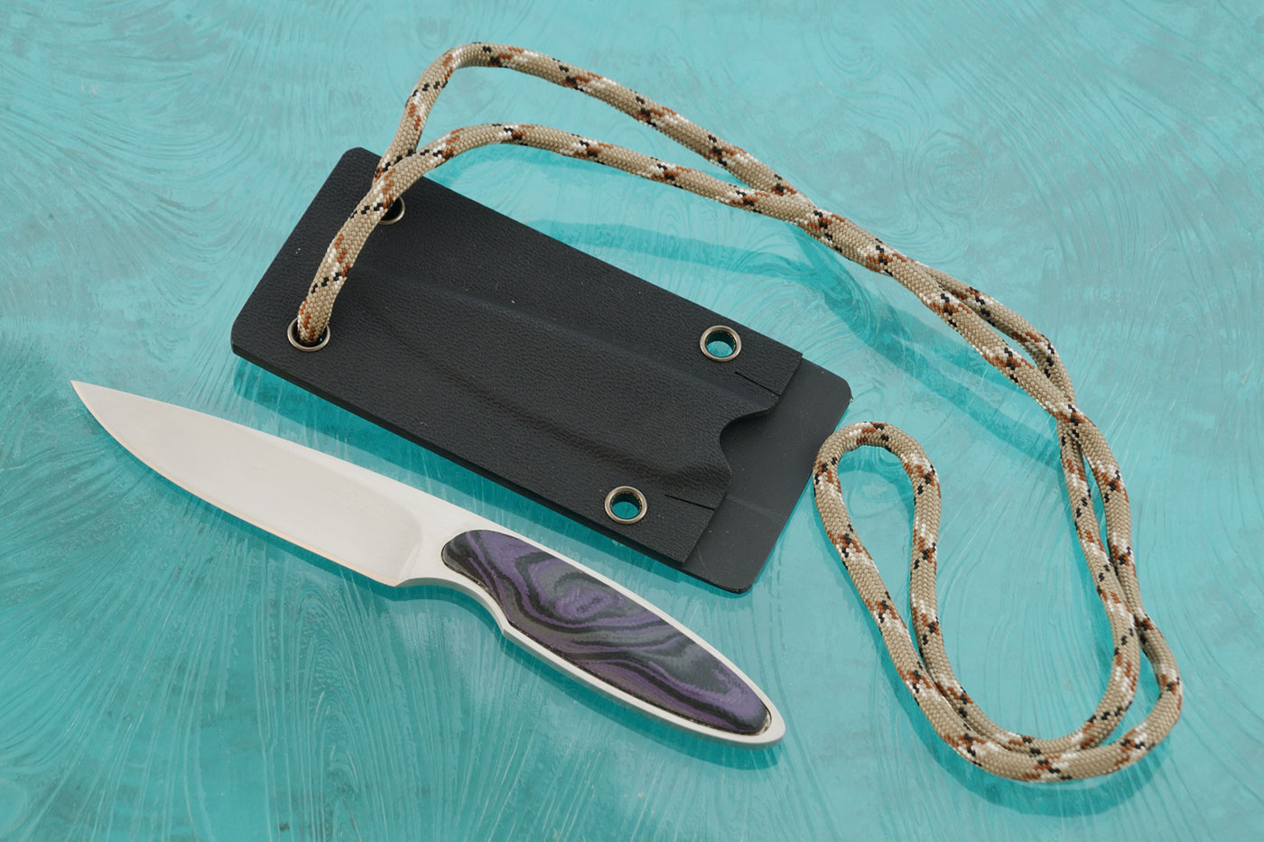 Neck Knife with Purple Marble G10