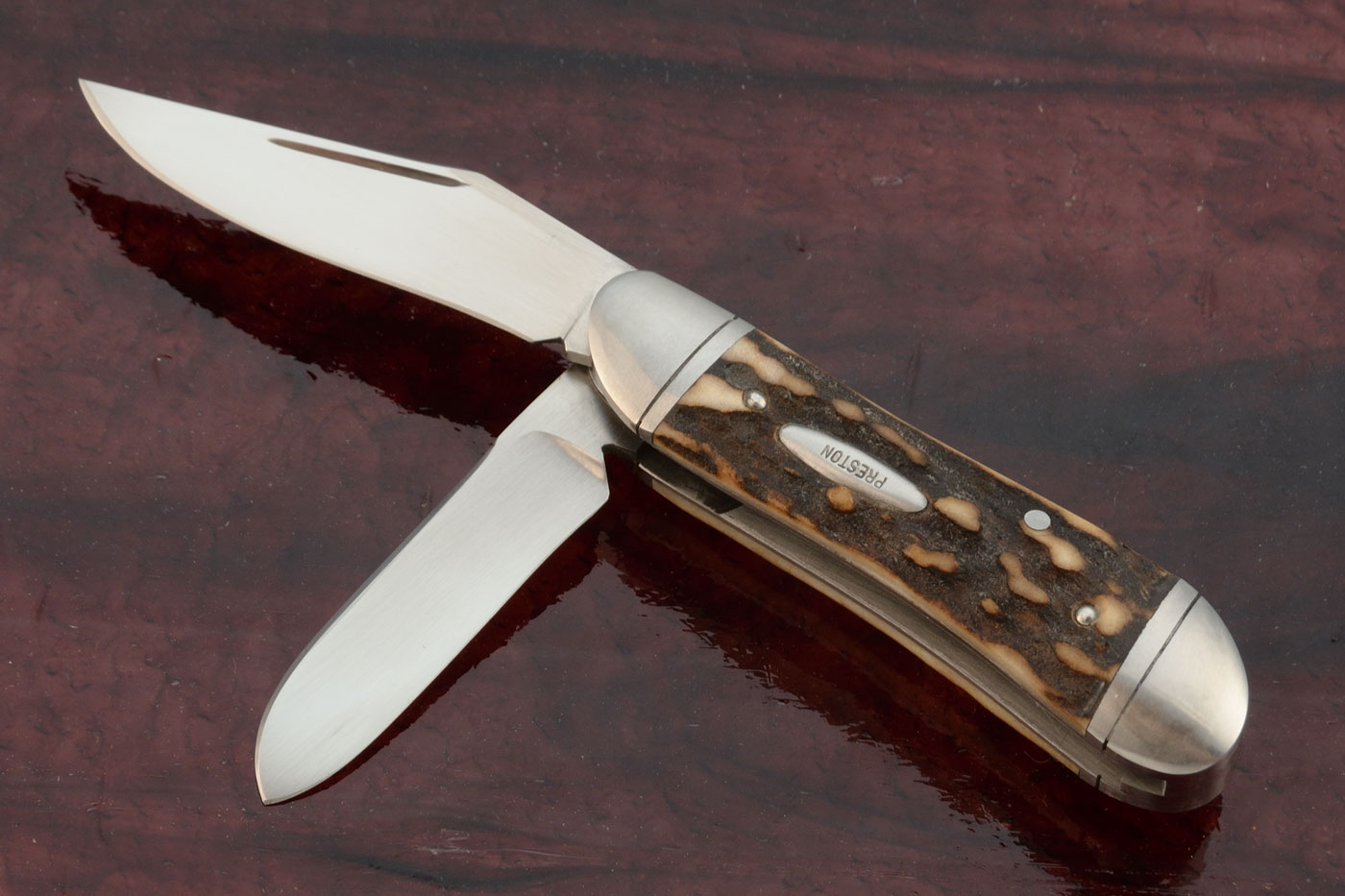 Double Blade Peanut Slipjoint with Stag
