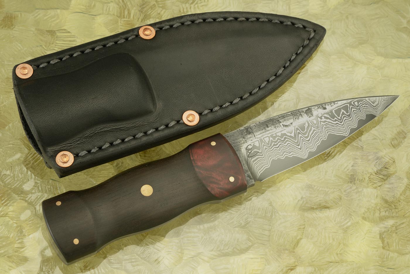 San Mai Damascus Sgain Dubh with African Blackwood and Quilted Maple