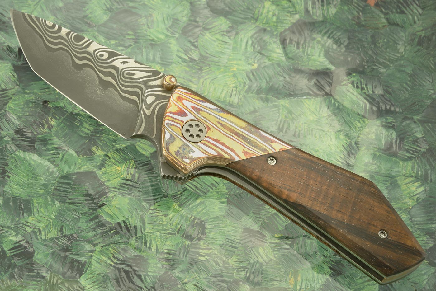 Vulken Flipper with Koa and Mokume (Dual Row Ceramic Bearings) -