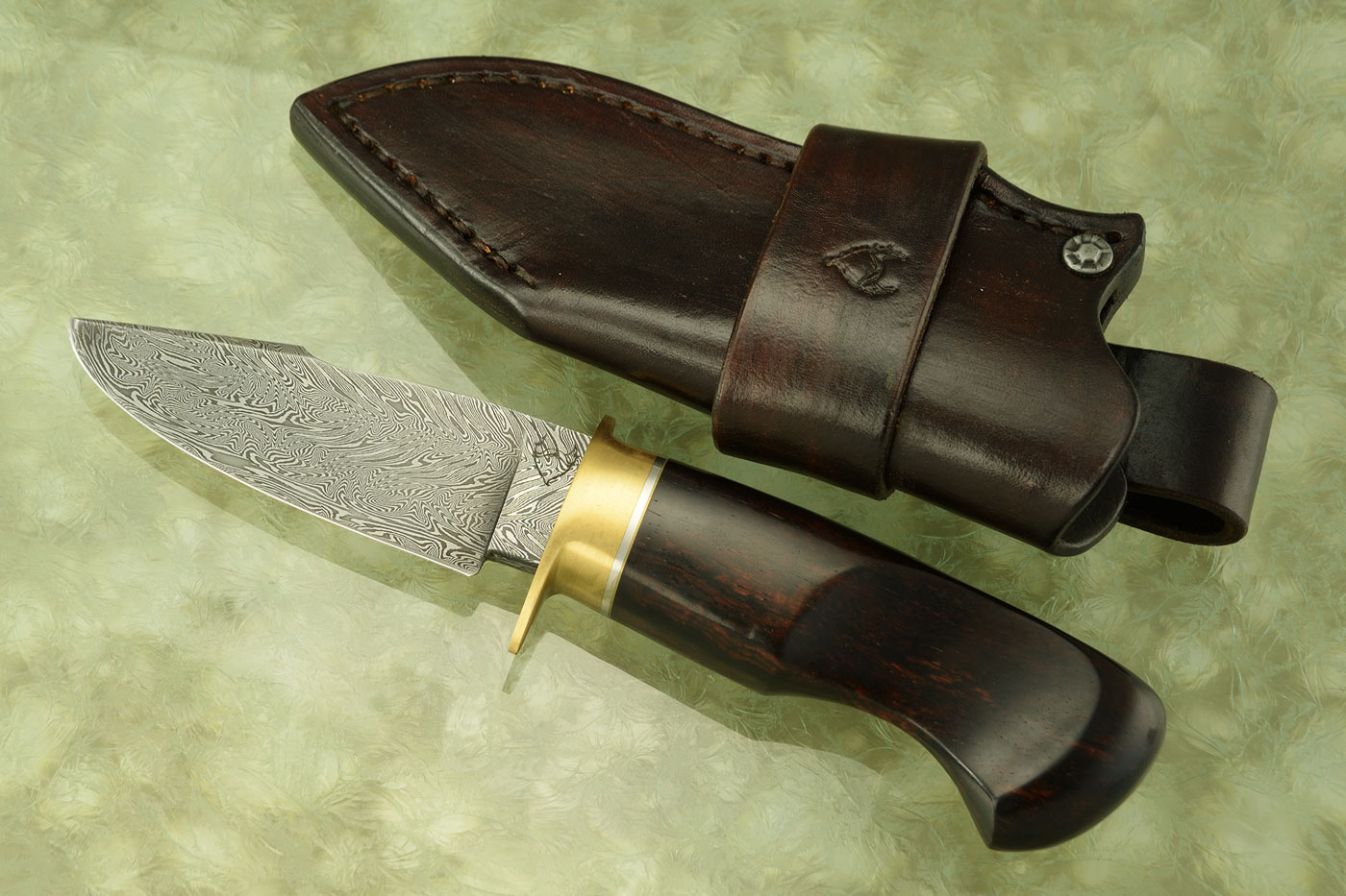 Damascus Harpoon Tip Hunter with Cocobolo