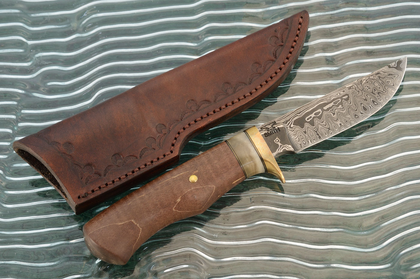 Damascus Hunter with Curly Maple and Sheephorn