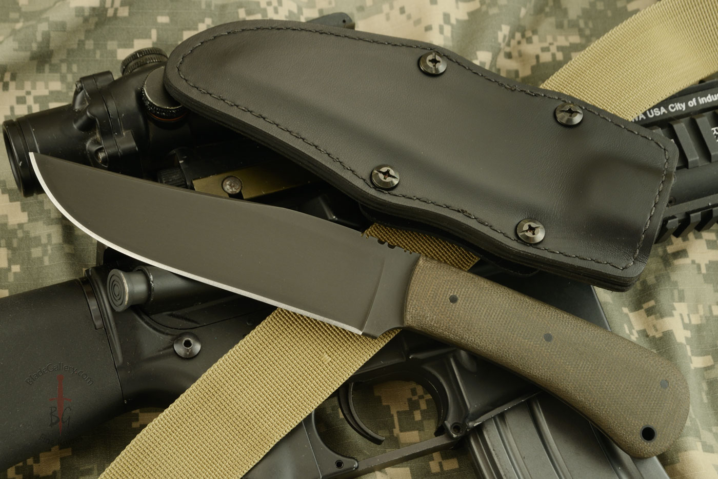 Field Knife with Green Micarta