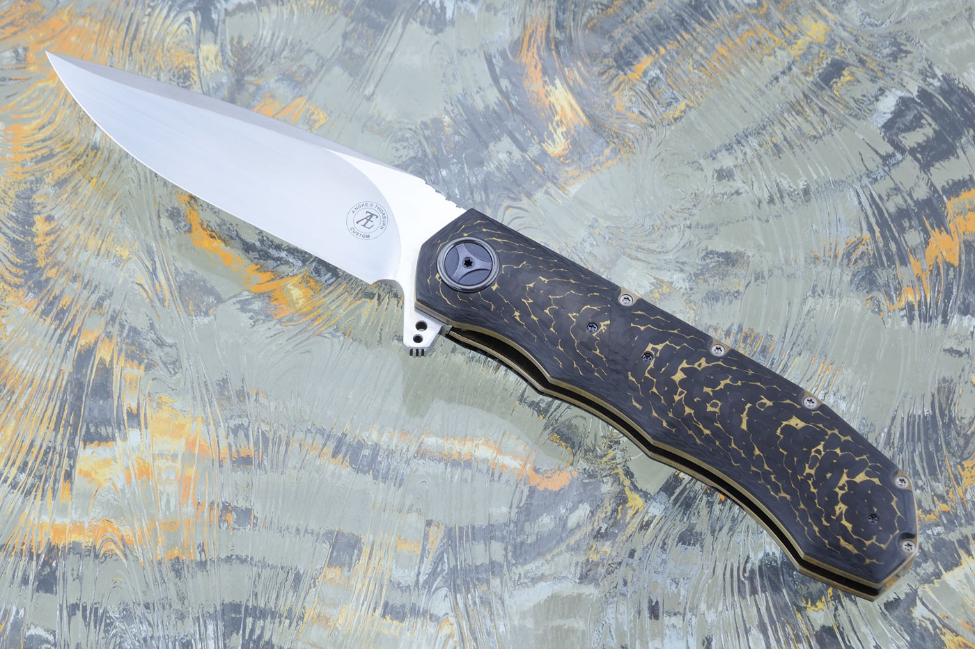 L51 Compact Flipper with Carbon Fiber and Gold Snakeskin FatCarbon (Ceramic IKBS) - CTS-XHP
