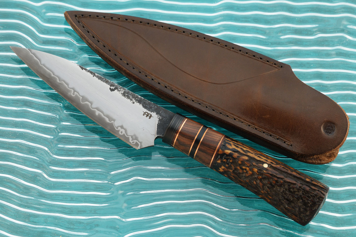 Utilitarian: San Mai Belt Knife with Madagascar Rosewood and Stag