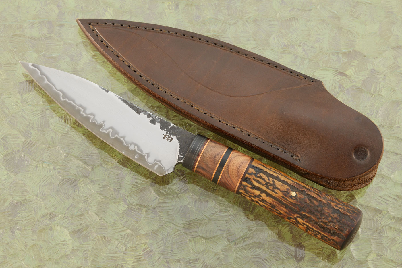 Utilitarian: San Mai Belt Knife with Madagascar Rosewood and Stag