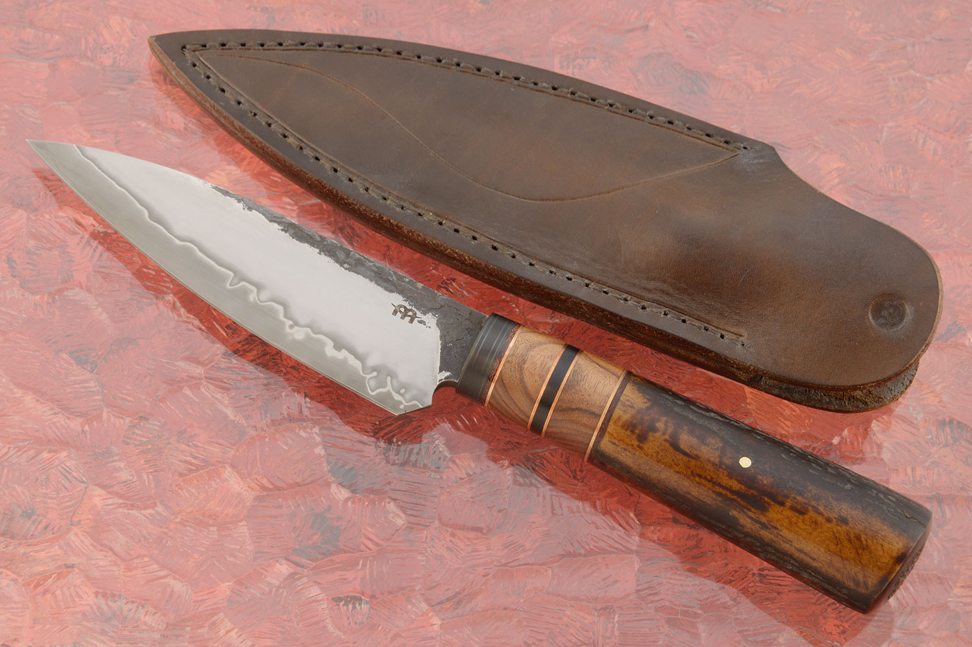 Utilitarian: San Mai Belt Knife with Madagascar Rosewood and Stag