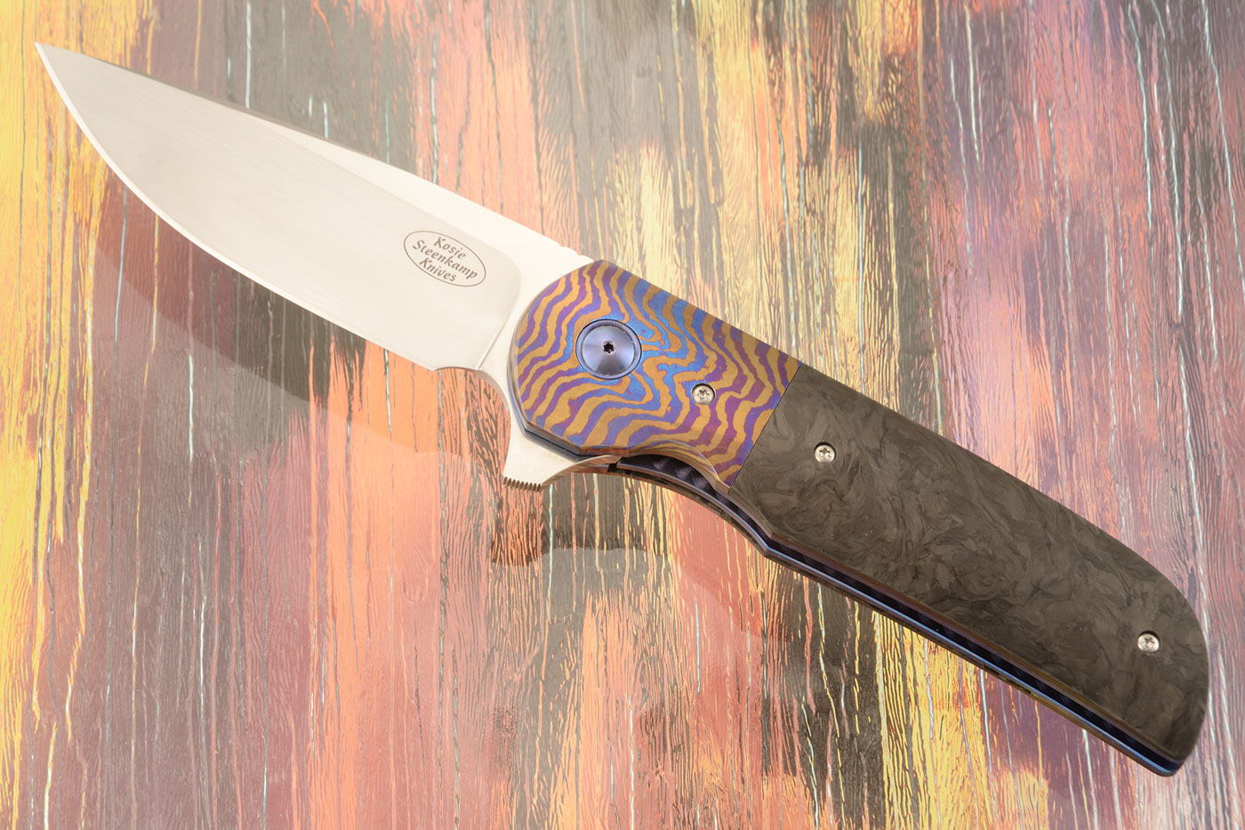 Majesty Flipper with Timascus and Dark Matter FatCarbon (IKBS) - M390