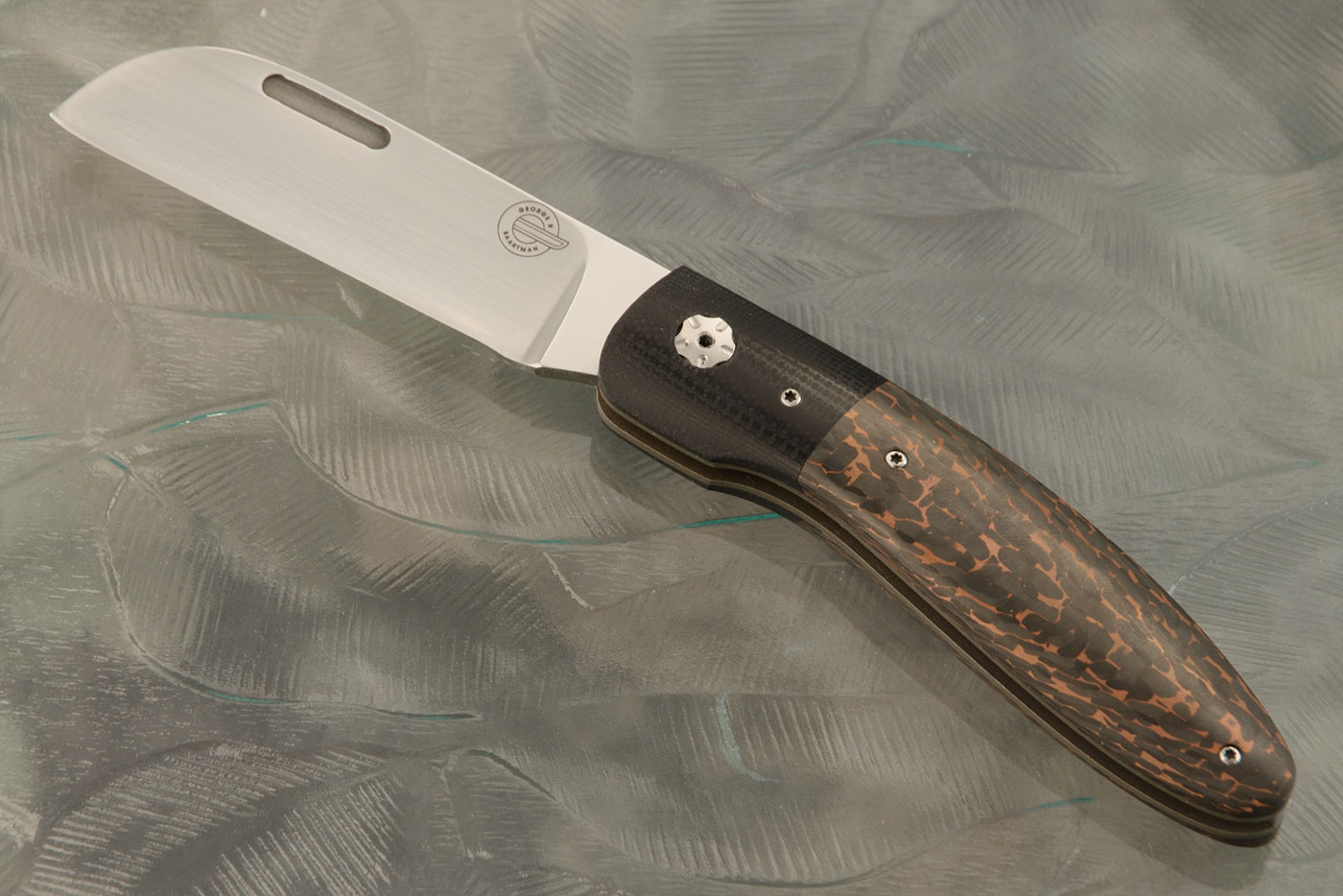 Wharncliffe Slipjoint with Copper Snakeskin FatCarbon - M390