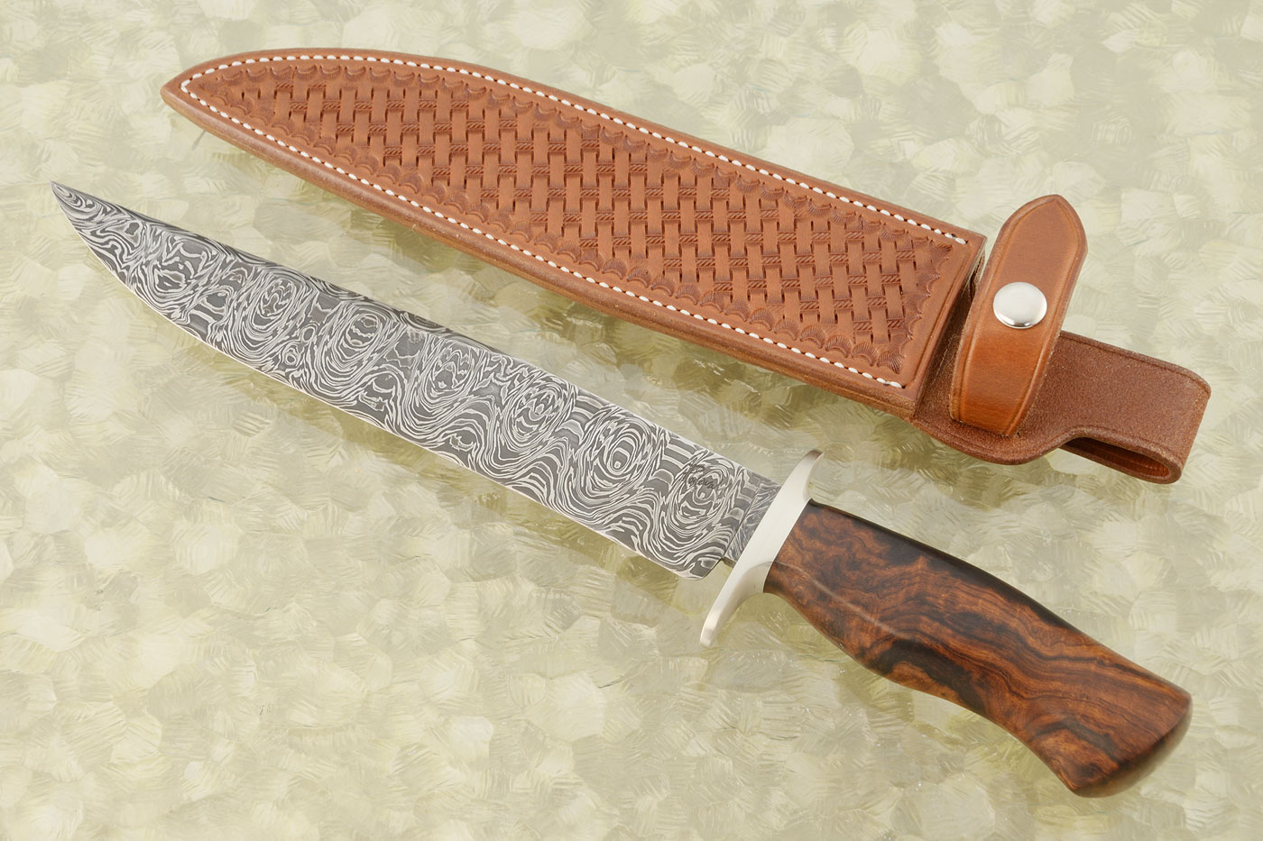 Damascus Bitteroot Bowie with Ironwood