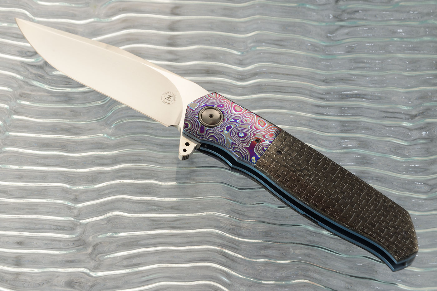 L36M Flipper with Silver Strike Carbon Fiber and Black Timascus (Ceramic IKBS) - CTS-XHP