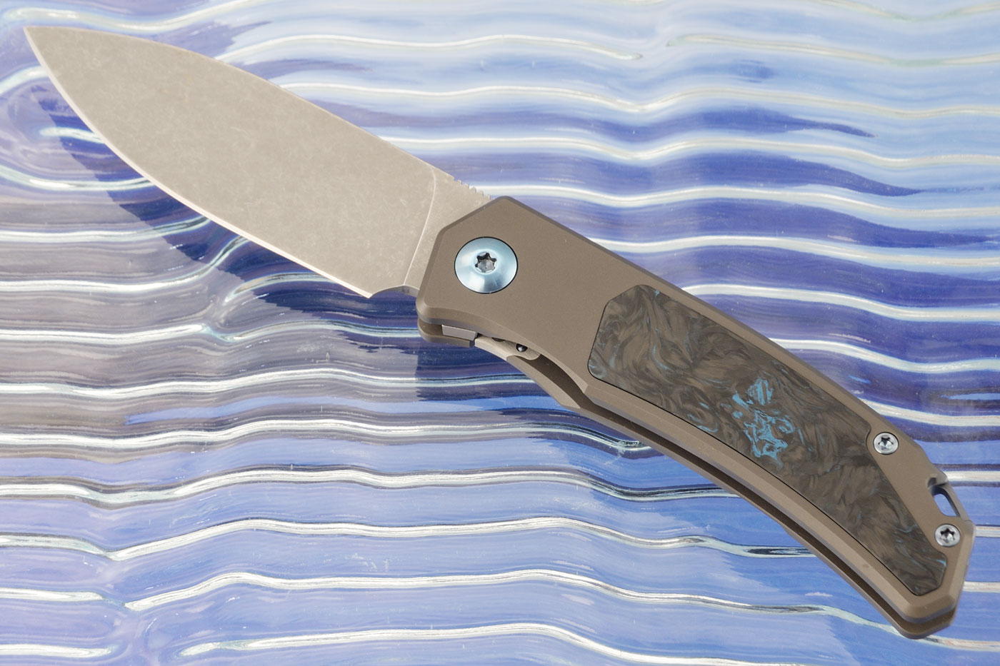 Urban SFL Framelock Front Flipper with Titanium and Blue Dark Matter FatCarbon - M390