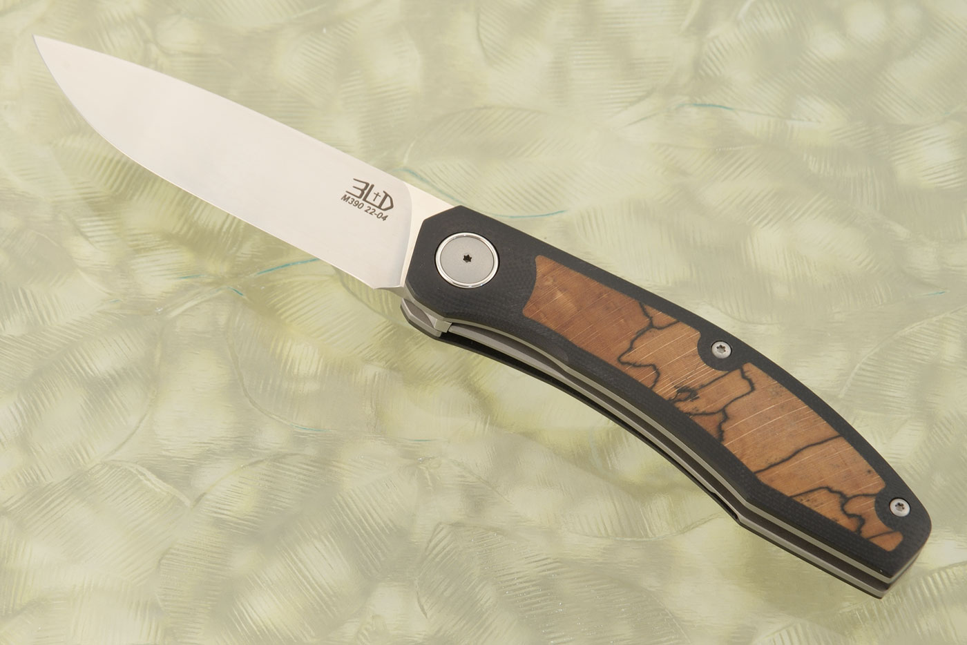 A7 Front Flipper with Black G-10 and Spalted Oak Inlays - M390