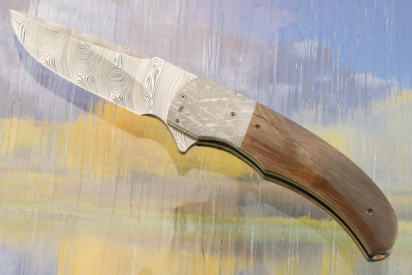 LL-OO Flipper with Mammoth Ivory, Damascus, and Meteorite (Ceramic IKBS)