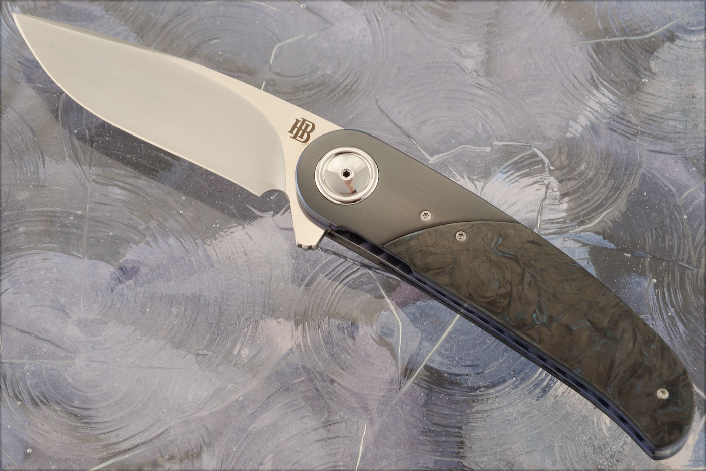 HB06 Flipper with Blue Dark Matter FatCarbon and Zirconium (Ceramic IKBS) - M390