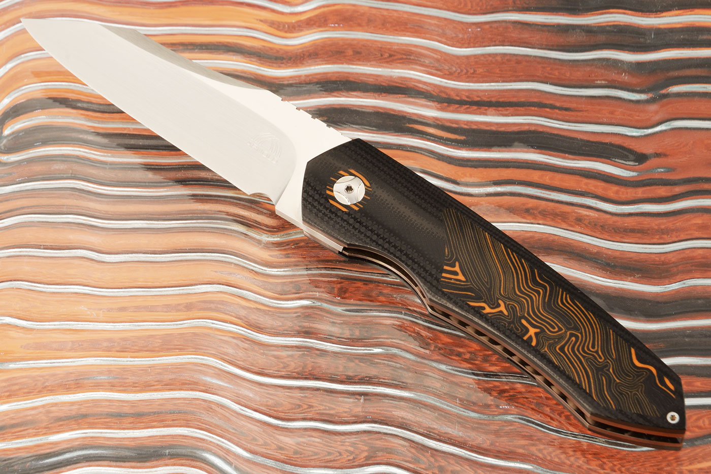 Simba Midi Front Flipper with Black G10 and Mosaic G10 Inlays (IKBS) - M390