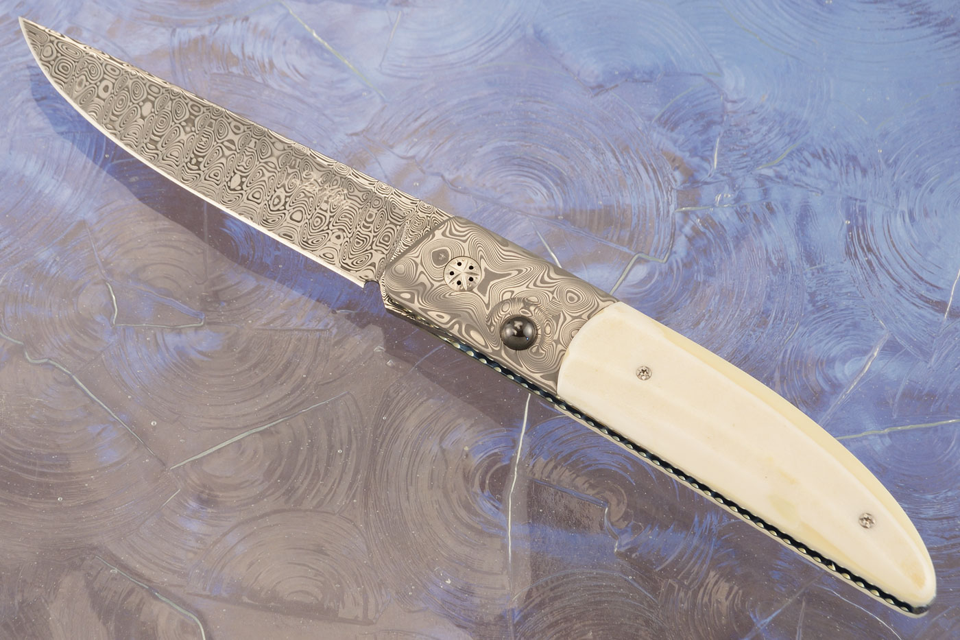 Large Ball Release Front Flipper with Damasteel and Hippo Tooth