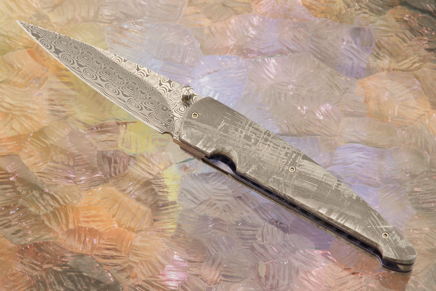 Meteorite and Damascus Folder