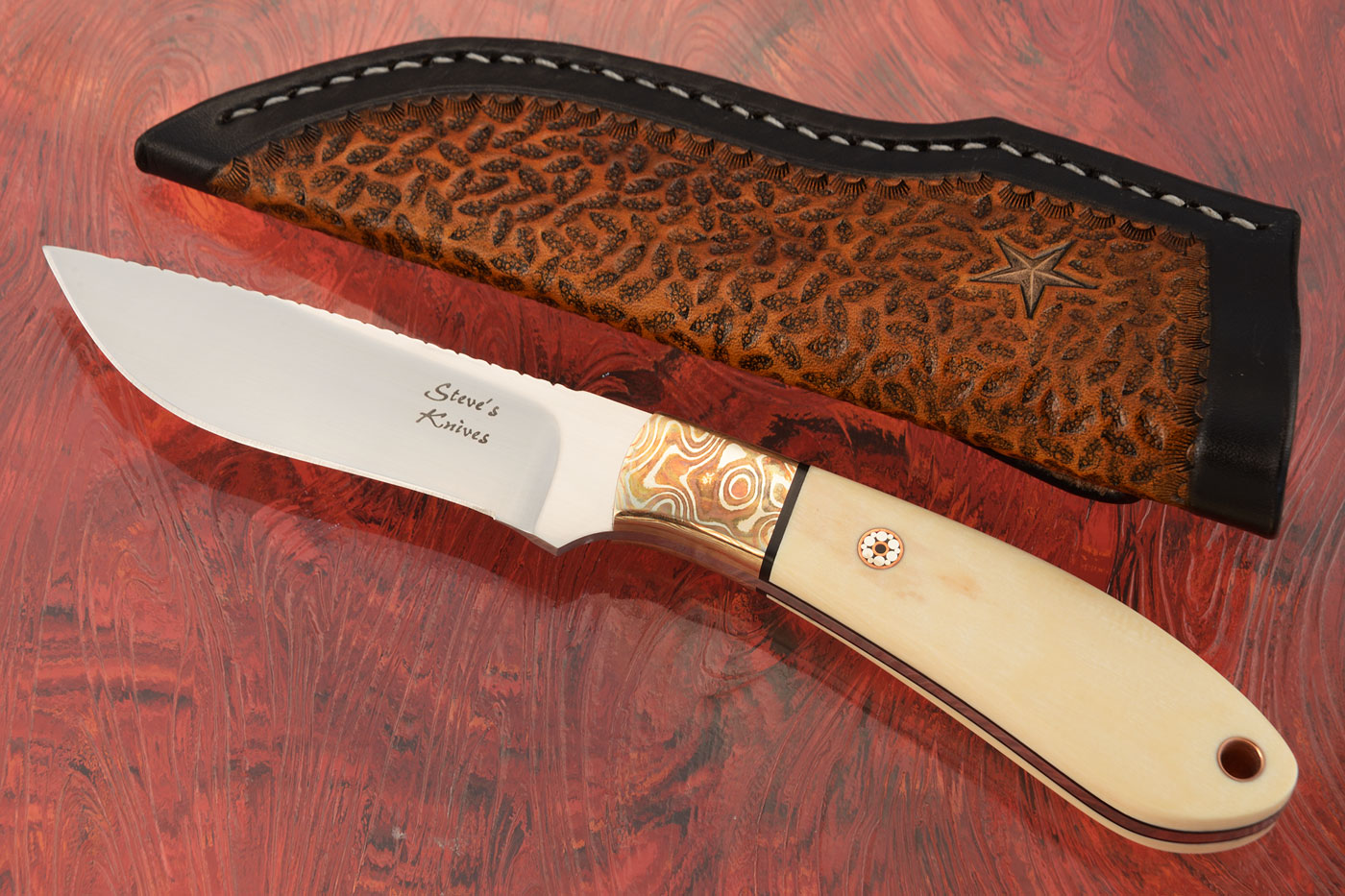 Drop Point Hunter with Mammoth Ivory and Mokume